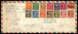 Tampa Fl Prexie Registered Airmail Special Delivery Cover To Tallahassee Florida
