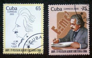 6cuba Sc 4500 4551 Visit Of Albert Einstein Complete Set Of 2 Stamps 2005