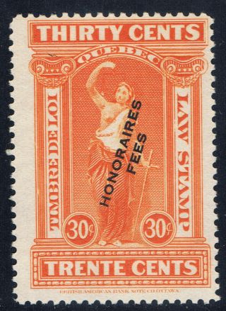 Canada Ql75 (3) 1924 30 Cent Orange Quebec Law Revenue Cv$5.  00