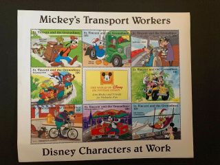 Disney - St Vincent & The Grenadines (mickey Thru The Years) Minisheet 1996 Mnh