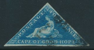 Sg 6a Cape Of Good Hope 1855 - 63 4d Blue,  Shows E,  Re Entry,  Good.