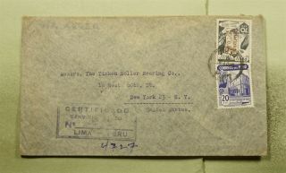 Dr Who 1949 Peru Lima Registered Airmail To Usa Ovpt E49875