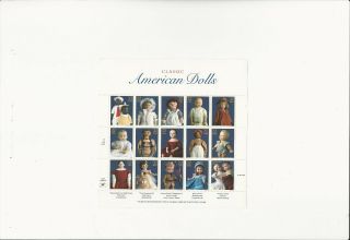 Us Stamps/postage/sheets Sc 3151 American Dolls Mnh F - Vf Og Fv$4.  80