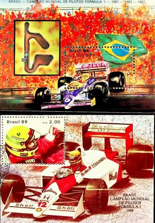 Brazil World F1 Race Championship Set Of 2 Sheets