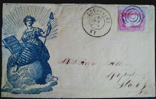 Civil War Patriotic Cover Blue Liberty Lady With Alien Foot (3 Toes)