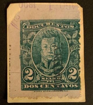 Mexico Revenue Stamps 189o - 1 2c B7/74 On Paper