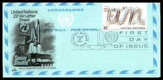 Mayfairstamps United Nations Fdc 1977 Space 22 Cent Air Letter Sheet Space Shutt