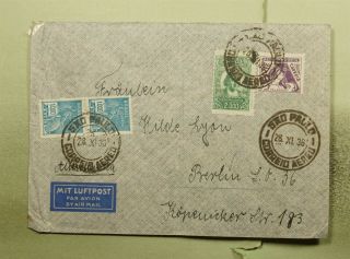 Dr Who 1936 Brazil Sao Paulo Airmail To Germany Pair E48016