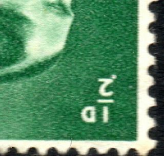 1936 Sg 457wi ½d Green Coil Dot Under 