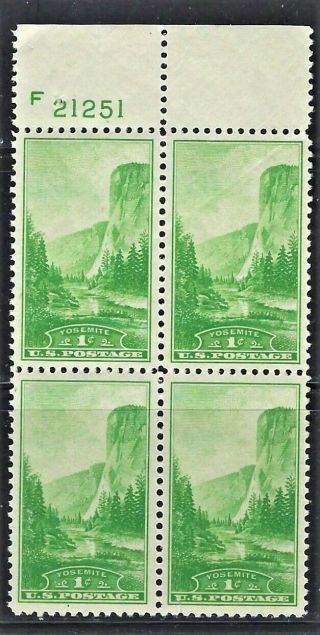 Scott 740 Yosemite,  California 1 Cent Plate Block Of 4 - Mnhog
