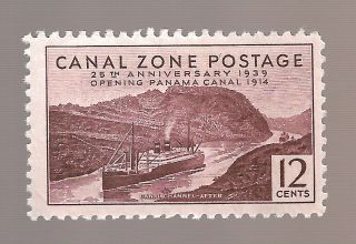 Canal Zone Sc 129 Canal Channel After 12c 1939 Issue - Og Appears Nh Xf