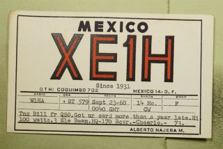 Dr Who 1960 Mexico Qsl Ham Radio Xe1h Postcard To Usa E42286