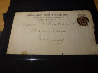 C1850 Great Britain Stamp Cover London To Mannheim Germany Victoria Half Penny
