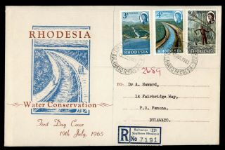 Dr Who 1965 Rhodesia Fdc Water Conservation Cachet Combo Registered E50671