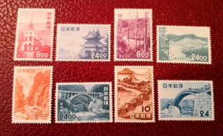 Japan Stamp 1951 - 1953 Four Sets Of Tourist Issue,  Sg639 - 644,  702 - 703,  Um