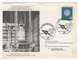1965 Germany Event Cover European Rocket Symposium Postcard Space Oldenburg