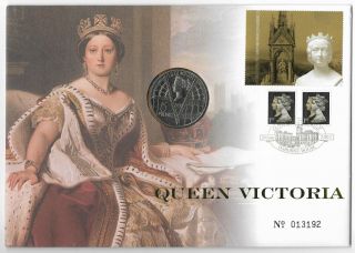 Gb 2001 Queen Victoria Royal Mail Coin Cover With £5 Coin