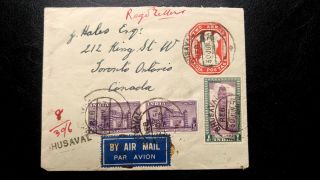 Rare India 1954 Registered Cover To Canada With High Value Stamps Montreal Recei