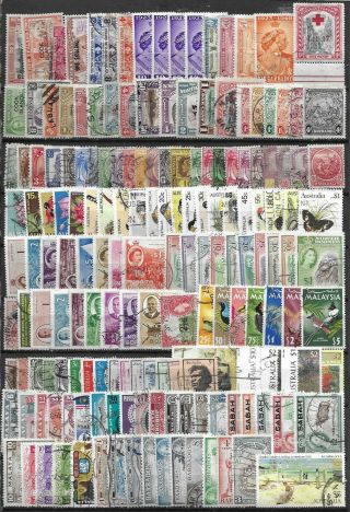 Stock Page Of British Commonwealth Stamps - Approx 200 Vfu (bc47c)