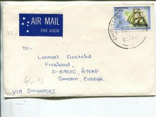 Christmas Island Air Mail Cover To Sweden 1973