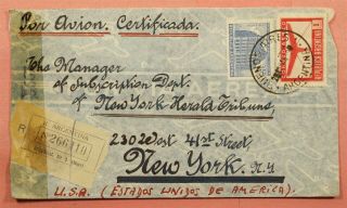 Dr Who 1944 Argentina Buenos Aires Registered Airmail To Usa Wwii Censor 118901