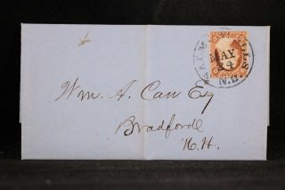 Hampshire: Salmon Falls 1855 11 Folded Letter Cover,  Dpo Strafford Co