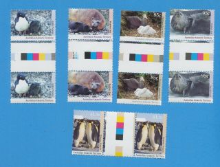 Australian Antarctic Territory - Scott L83 - L87 - Vfmnh - Gutter Pairs - Animals