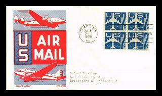 Dr Jim Stamps Us 7c Air Mail Scott C51 Fdc Cachet Craft Cover Block