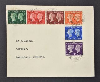 Kgvi,  1940 Stamp Centenary Fdc,  With Camborne Redruth Pm 