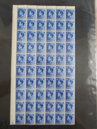 Great Britain - King Edward Viii Set.  Part Sheet Of 60 Stamps,  Nh,  [1040