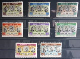 Albania - Full Set Of 8 Stamps (mnh) Usa Gb Uk Churchill Roosevelt Albanien J5
