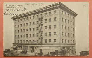 1915 Panama - Pacific Expo Hotel Minster Advertising Postcard San Francisco Ca
