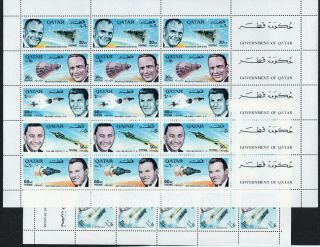 Space Research Mi 142 - 9 In Full Sheets Mnh 20 Aug 66 Qatar B111.