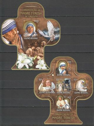 St965 Gold 2016 Guinea - Bissau Great Humanists Mother Teresa 1kb,  1bl Mnh
