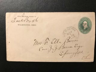 1898 Wilmington - Springfield Ohio Usa Pre Paid Postal Cover Ref176