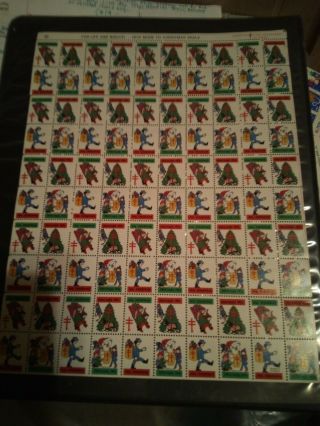Vtg 1974 Usa Christmas Seal Stamps Scott Wx252,  Full Sheet Of 100
