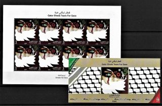 Qatar Sheds Tears For Gaza,  Support For Palestine,  Year 2009,  Stamp Sheet & S/s