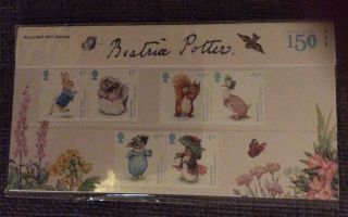 Beatrix Potter Stamps 150 Years Royal Mail Stamps; 10 Stamps;