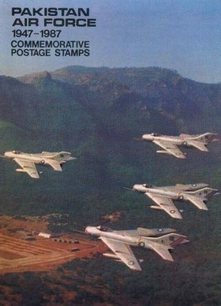 Pakistan Stamps 1987 Air Force Folder F 104 F16 F 86 Sable C 130