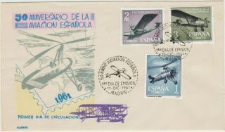 Spain 1961 Fdc 50th Anniv.  Spanish Aviation