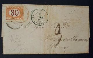 Italy 1875 Entire Trinitapoli & Roma Cancels 30c Segnatasse/postage Due Stamp