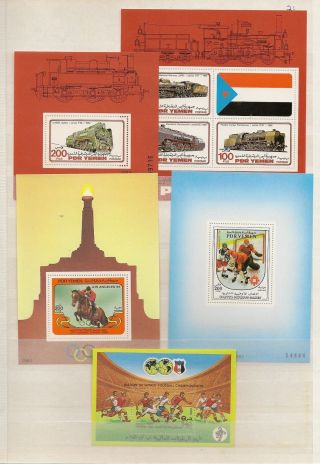 Yemen Pdr 1983 - 90 Miniature Sheets (6) Mnh Cat £117 Inc 1983 Railway Cat £65