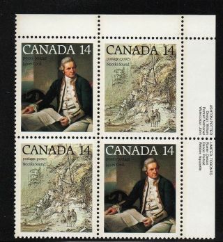 Canada 1978 763 - 764 14¢ Stamp Captain James Cook Plate Blocks Se - Tenant Mnh