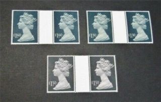 Nystamps Great Britain Stamp Og Nh High Value Gutter Pairs