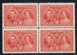 Canada 237 (5) 1937 3 Cent King George Vi & Queen Elizabeth Blk Of 4 Mnh Cv$3.  00