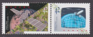Canada 1992 1442a Canada In Space - Se - Tenant Pair Mnh (hologram At Right)