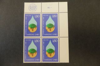 United Nations 1977 Water Conference Block Of 4 Mnh