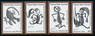 2008 Papua Guinea Pioneer Art Set Of 4 Fine Mnh