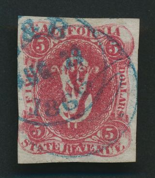 Us Stamp 1866 $5 California State Revenue Local Post,  Vfu