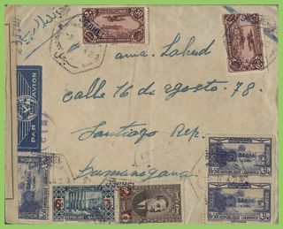 Lebanon 1942 Airmail Censored Cover To Dominican Rep.  Via Nigeria
